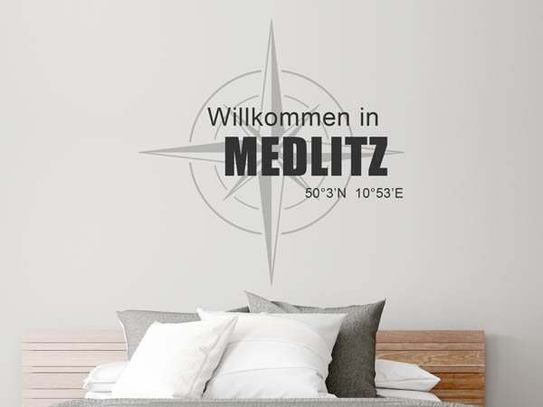 Wandtattoo Willkommen in Medlitz mit den Koordinaten 50°3'N 10°53'E
