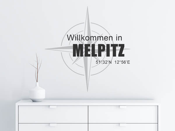 Wandtattoo Willkommen in Melpitz mit den Koordinaten 51°32'N 12°56'E