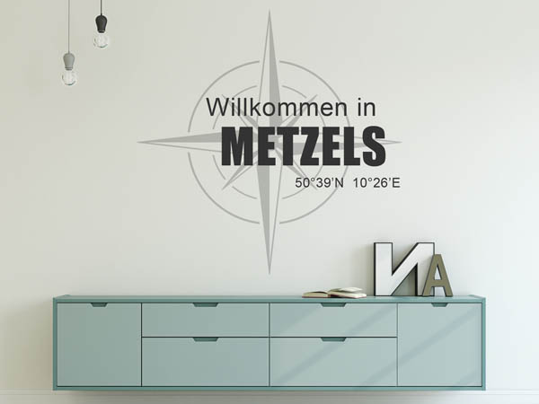 Wandtattoo Willkommen in Metzels mit den Koordinaten 50°39'N 10°26'E