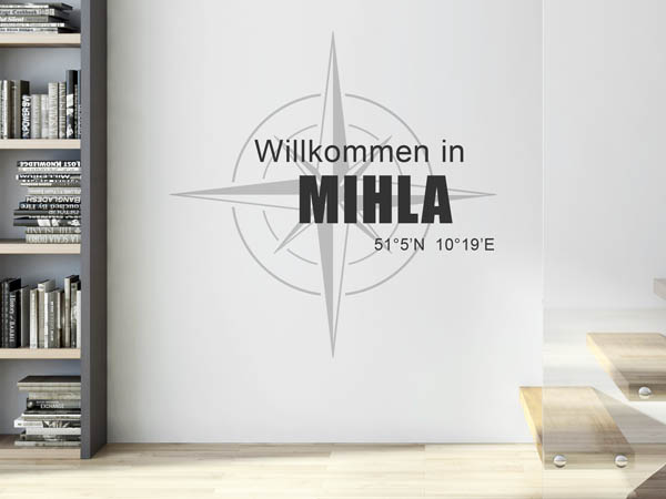 Wandtattoo Willkommen in Mihla mit den Koordinaten 51°5'N 10°19'E