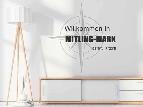 Wandtattoo Willkommen in Mitling-Mark mit den Koordinaten 53°9'N 7°23'E