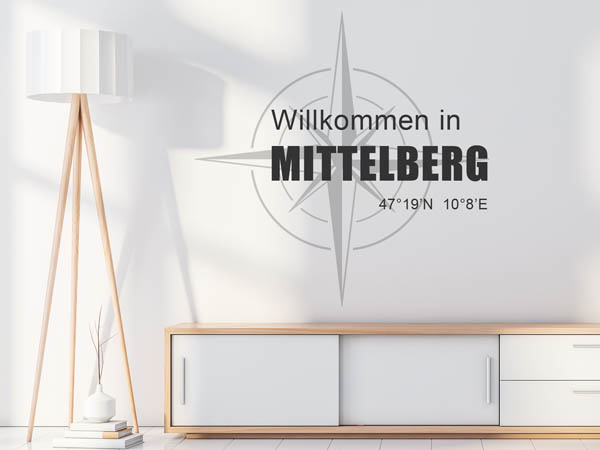 Wandtattoo Willkommen in Mittelberg mit den Koordinaten 47°19'N 10°8'E