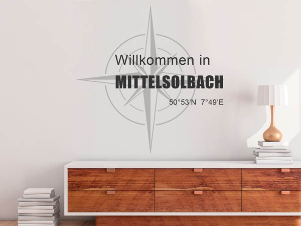 Wandtattoo Willkommen in Mittelsolbach mit den Koordinaten 50°53'N 7°49'E