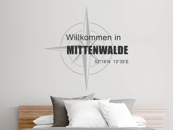 Wandtattoo Willkommen in Mittenwalde mit den Koordinaten 52°16'N 13°35'E