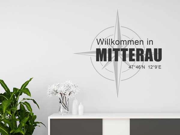 Wandtattoo Willkommen in Mitterau mit den Koordinaten 47°46'N 12°9'E