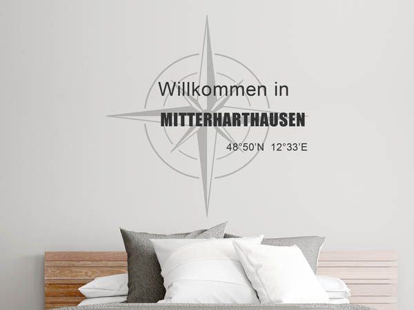Wandtattoo Willkommen in Mitterharthausen mit den Koordinaten 48°50'N 12°33'E