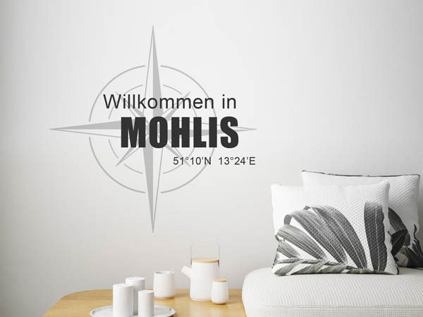 Wandtattoo Willkommen in Mohlis mit den Koordinaten 51°10'N 13°24'E