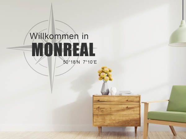 Wandtattoo Willkommen in Monreal mit den Koordinaten 50°18'N 7°10'E