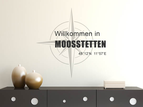 Wandtattoo Willkommen in Moosstetten mit den Koordinaten 48°12'N 11°57'E