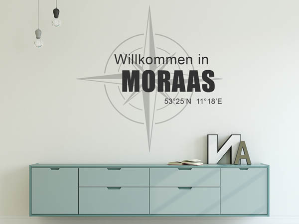 Wandtattoo Willkommen in Moraas mit den Koordinaten 53°25'N 11°18'E