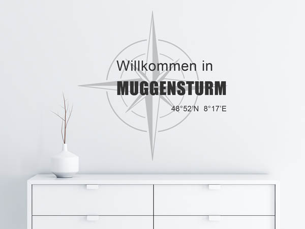 Wandtattoo Willkommen in Muggensturm mit den Koordinaten 48°52'N 8°17'E