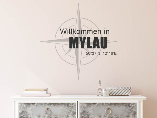 Wandtattoo Willkommen in Mylau mit den Koordinaten 50°37'N 12°16'E