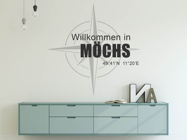 Wandtattoo Willkommen in Möchs mit den Koordinaten 49°41'N 11°20'E