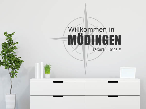 Wandtattoo Willkommen in Mödingen mit den Koordinaten 48°39'N 10°26'E