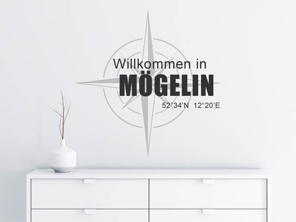 Wandtattoo Willkommen in Mögelin mit den Koordinaten 52°34'N 12°20'E