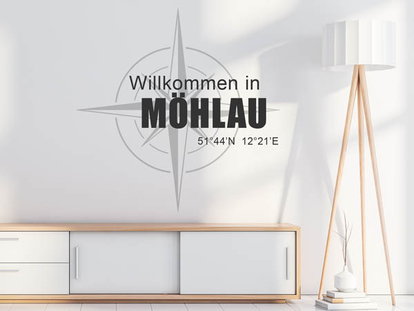 Wandtattoo Willkommen in Möhlau mit den Koordinaten 51°44'N 12°21'E