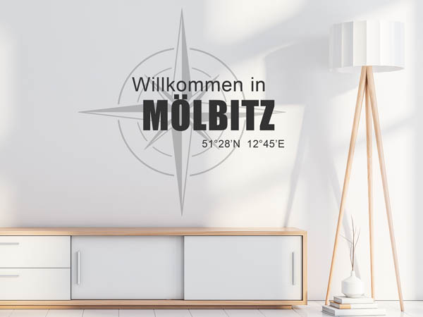 Wandtattoo Willkommen in Mölbitz mit den Koordinaten 51°28'N 12°45'E