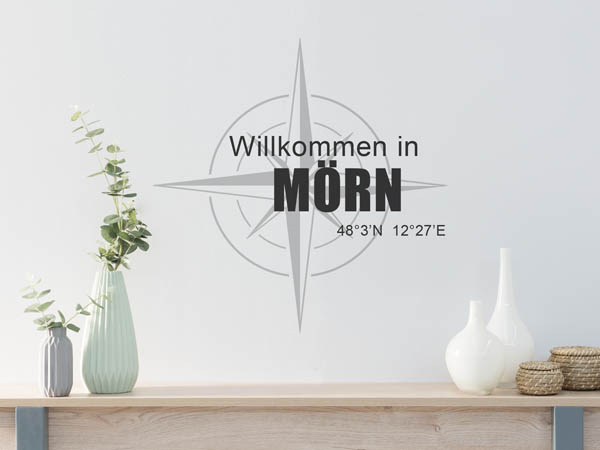 Wandtattoo Willkommen in Mörn mit den Koordinaten 48°3'N 12°27'E