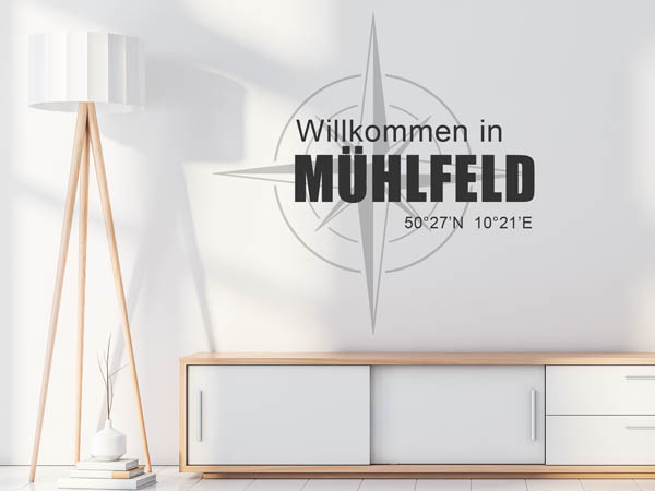 Wandtattoo Willkommen in Mühlfeld mit den Koordinaten 50°27'N 10°21'E