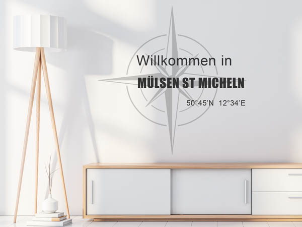 Wandtattoo Willkommen in Mülsen St Micheln mit den Koordinaten 50°45'N 12°34'E