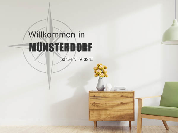 Wandtattoo Willkommen in Münsterdorf mit den Koordinaten 53°54'N 9°32'E