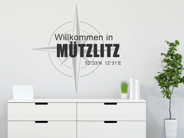 Wandtattoo Willkommen in Mützlitz mit den Koordinaten 52°33'N 12°31'E