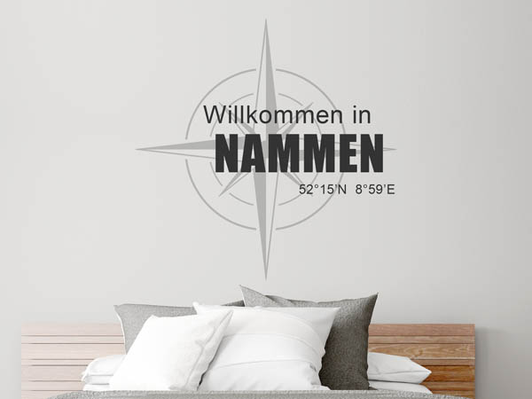 Wandtattoo Willkommen in Nammen mit den Koordinaten 52°15'N 8°59'E