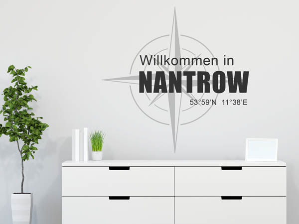 Wandtattoo Willkommen in Nantrow mit den Koordinaten 53°59'N 11°38'E