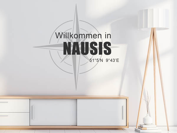 Wandtattoo Willkommen in Nausis mit den Koordinaten 51°5'N 9°43'E