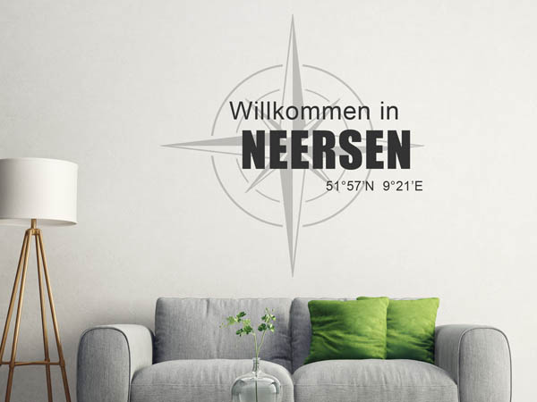 Wandtattoo Willkommen in Neersen mit den Koordinaten 51°57'N 9°21'E