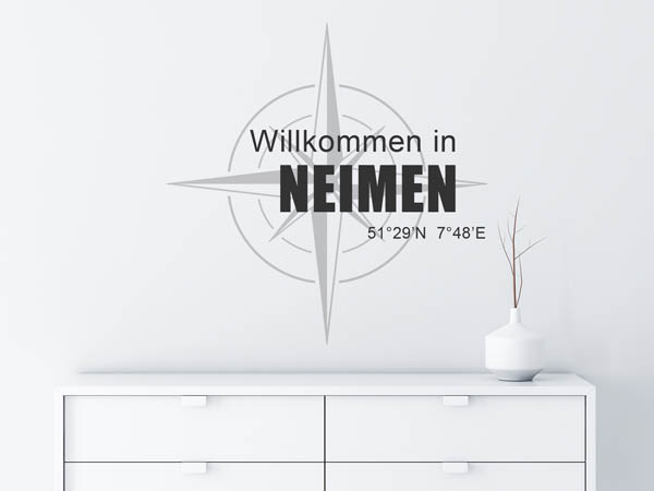 Wandtattoo Willkommen in Neimen mit den Koordinaten 51°29'N 7°48'E