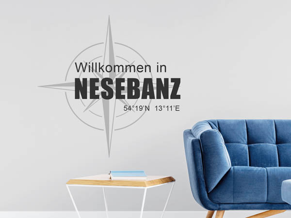 Wandtattoo Willkommen in Nesebanz mit den Koordinaten 54°19'N 13°11'E