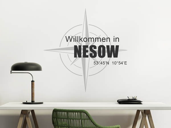Wandtattoo Willkommen in Nesow mit den Koordinaten 53°45'N 10°54'E