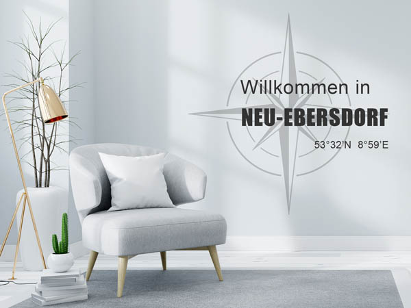 Wandtattoo Willkommen in Neu-Ebersdorf mit den Koordinaten 53°32'N 8°59'E