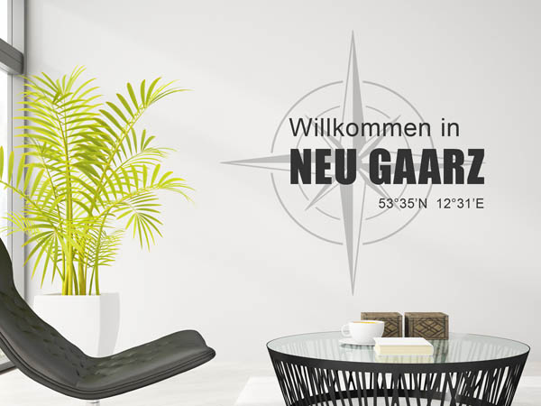 Wandtattoo Willkommen in Neu Gaarz mit den Koordinaten 53°35'N 12°31'E