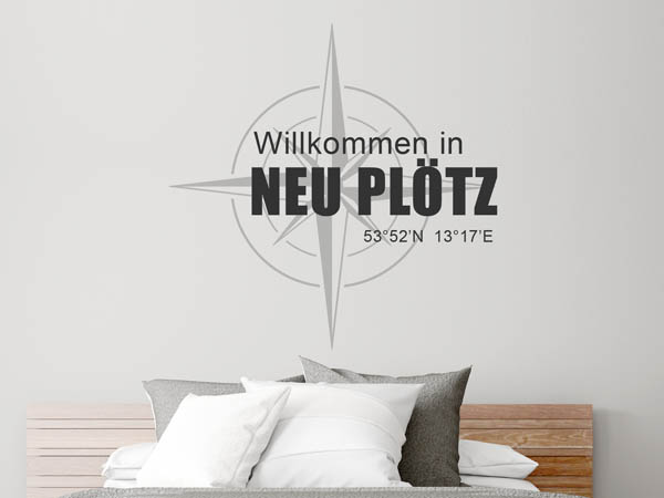 Wandtattoo Willkommen in Neu Plötz mit den Koordinaten 53°52'N 13°17'E