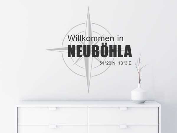 Wandtattoo Willkommen in Neuböhla mit den Koordinaten 51°20'N 13°3'E