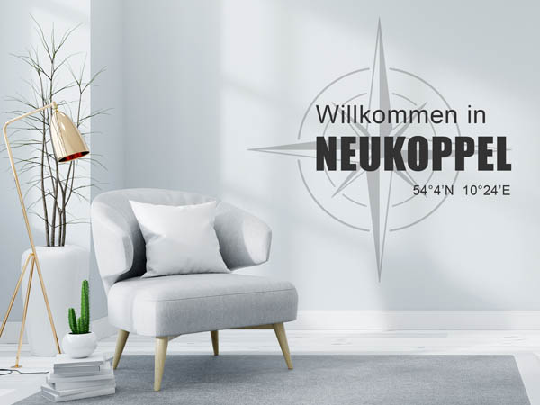 Wandtattoo Willkommen in Neukoppel mit den Koordinaten 54°4'N 10°24'E