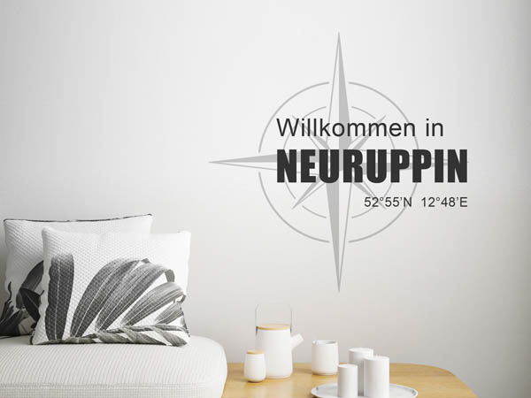 Wandtattoo Willkommen in Neuruppin mit den Koordinaten 52°55'N 12°48'E