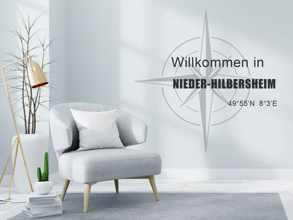 Wandtattoo Willkommen in Nieder-Hilbersheim mit den Koordinaten 49°55'N 8°3'E