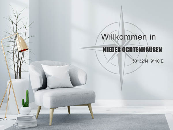 Wandtattoo Willkommen in Nieder Ochtenhausen mit den Koordinaten 53°32'N 9°10'E