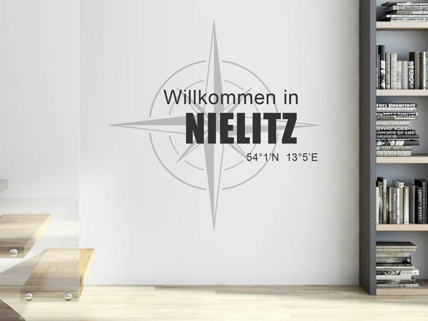 Wandtattoo Willkommen in Nielitz mit den Koordinaten 54°1'N 13°5'E