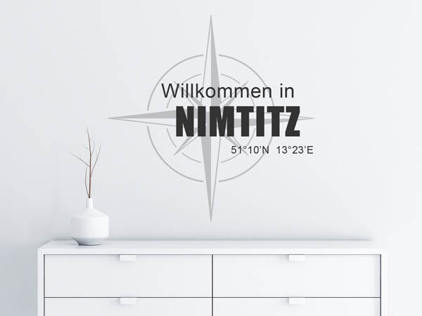 Wandtattoo Willkommen in Nimtitz mit den Koordinaten 51°10'N 13°23'E