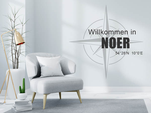 Wandtattoo Willkommen in Noer mit den Koordinaten 54°28'N 10°0'E