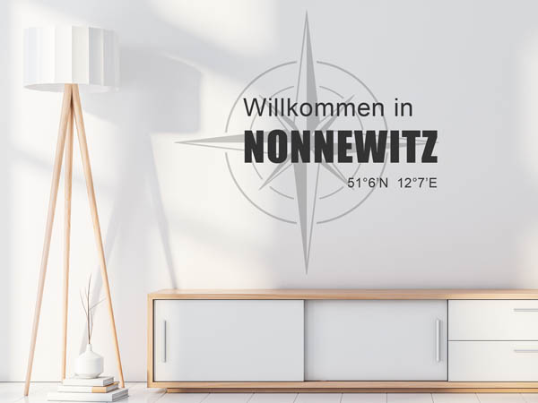 Wandtattoo Willkommen in Nonnewitz mit den Koordinaten 51°6'N 12°7'E