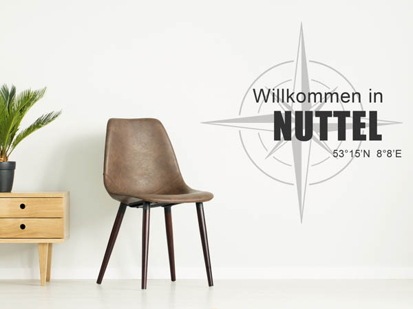 Wandtattoo Willkommen in Nuttel mit den Koordinaten 53°15'N 8°8'E