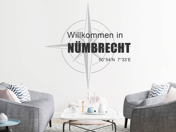 Wandtattoo Willkommen in Nümbrecht mit den Koordinaten 50°54'N 7°33'E