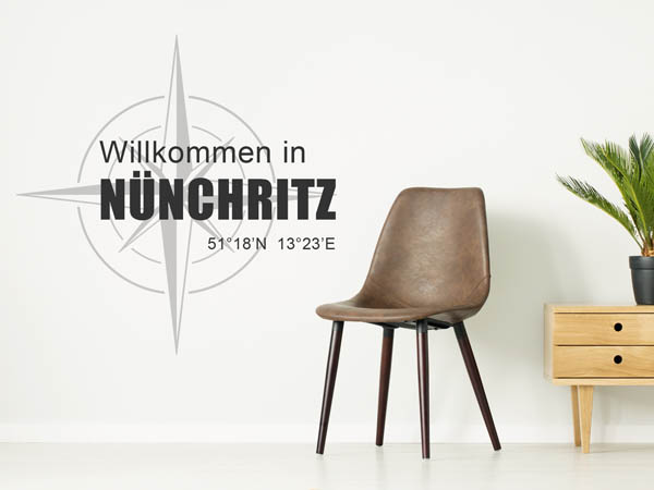 Wandtattoo Willkommen in Nünchritz mit den Koordinaten 51°18'N 13°23'E