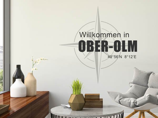 Wandtattoo Willkommen in Ober-Olm mit den Koordinaten 49°56'N 8°12'E