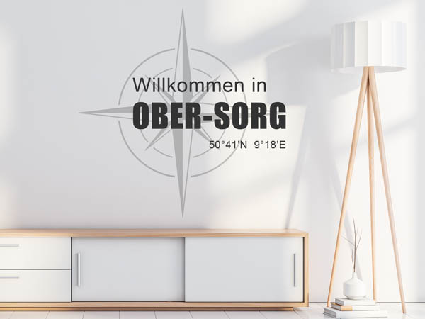 Wandtattoo Willkommen in Ober-Sorg mit den Koordinaten 50°41'N 9°18'E